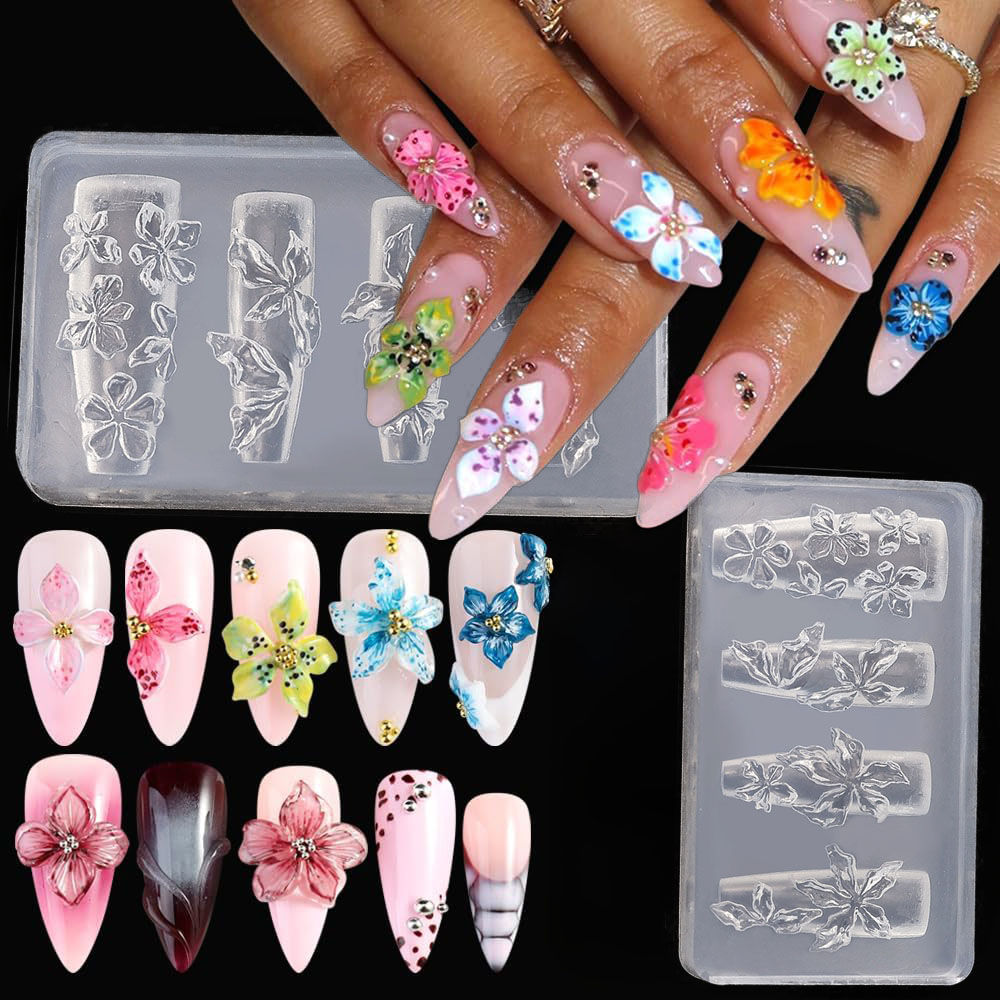 Resin Art Template - แม่พิมพ์ลายดอกไม้ 3 มิติ สำหรับทำเล็บ DIY แม่พิมพ์ซิลิโคนลายดอกชบาฮาวาย
