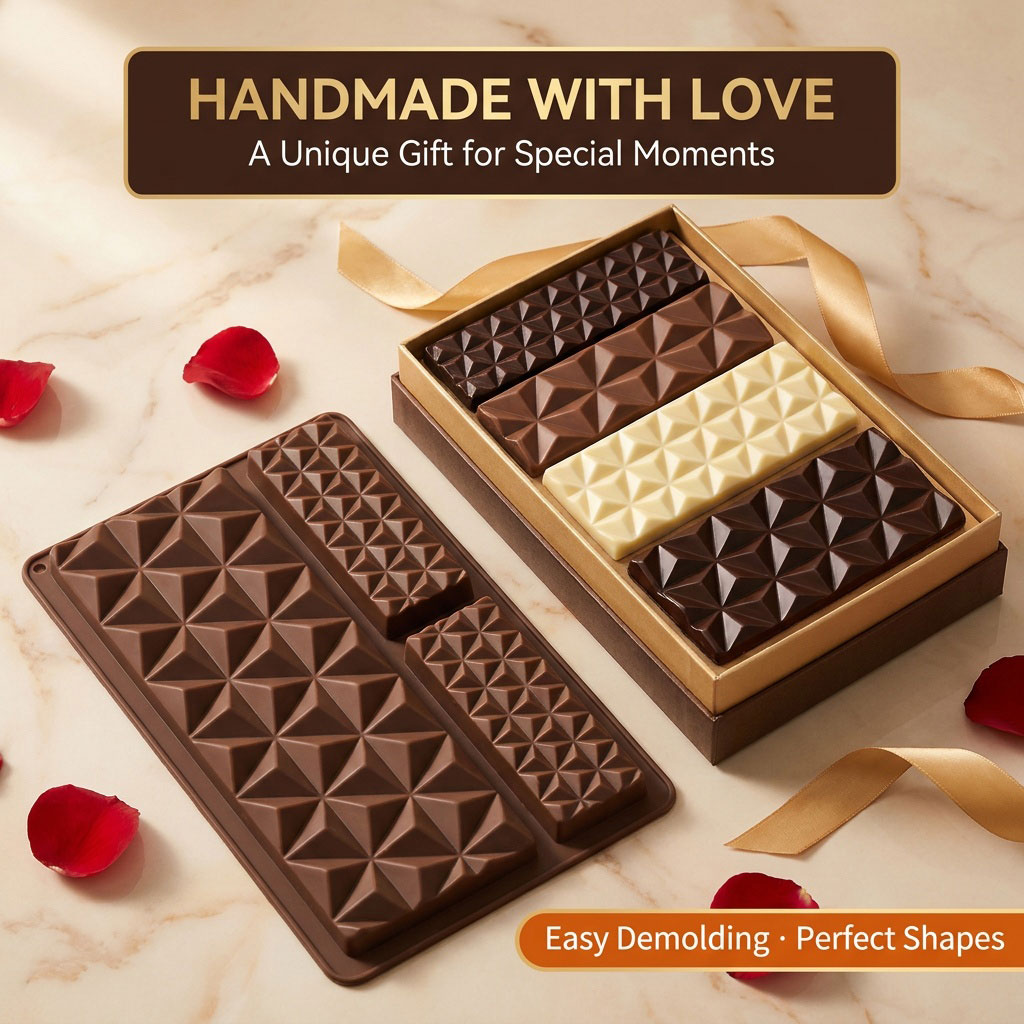 Tray Mold Rectangle - แม่พิมพ์ช็อกโกแลตซิลิโคน 2-in-1, ถาดอบขนมทรงสี่เหลี่ยมผืนผ้าแบบใช้ซ้ำได้สำหรับทำลูกอม, ฟองดอง, เจลลี่ และสบู่,