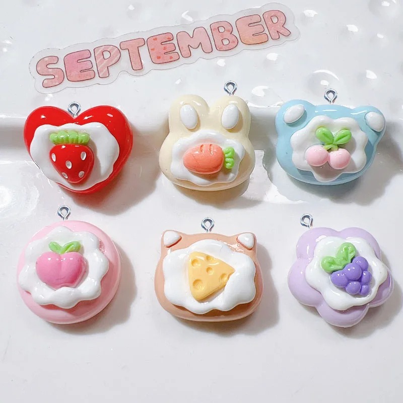 Resin Art Jewellery Kit - จี้เรซิ่นรูปเค้กผลไม้น่ารัก 10 ชิ้น สำหรับทำเครื่องประดับ DIY ต่างหู