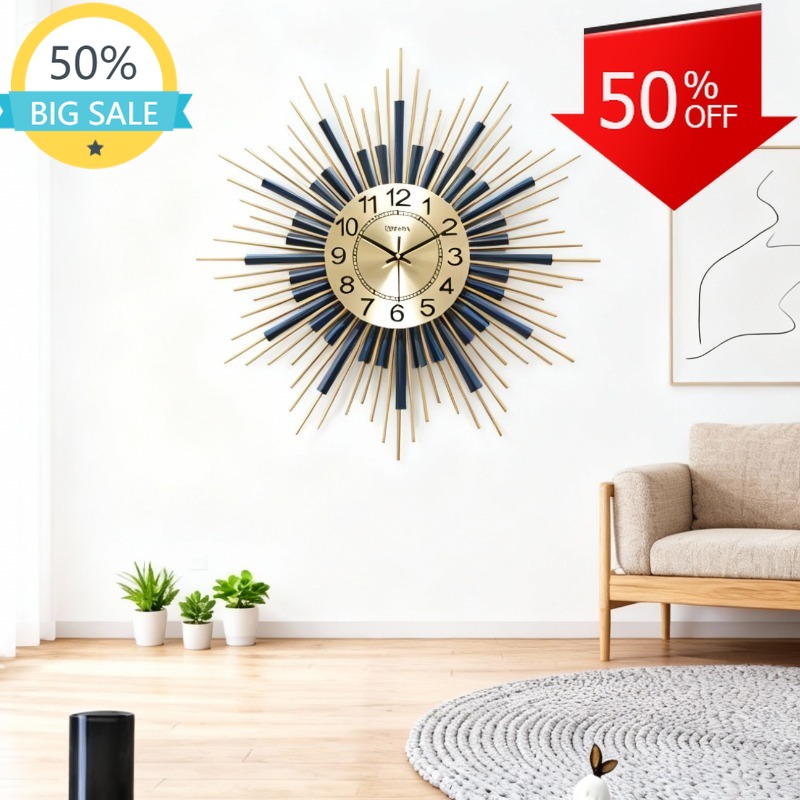 Resin Art Wall Clock - นาฬิกาแขวนผนังหรูหราทันสมัย สำหรับห้องนั่งเล่น ดีไซน์สร้างสรรค์ ตัวเรือนโลหะ เหมาะสำหรับห้องรับประทานอาหาร ห้องนอน