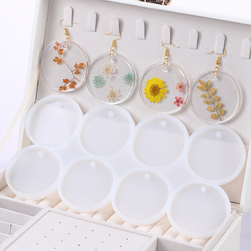Resin Mixing Cup - 8/12pcs รอบรูปไข่จี้เรซินแม่พิมพ์ DIY คริสตัลอีพ็อกซี่ต่างหู Charms แม่พิมพ์ซิลิโคนสําหรับเครื่องประดับทําพวงกุญแจแท็กหล่อ
