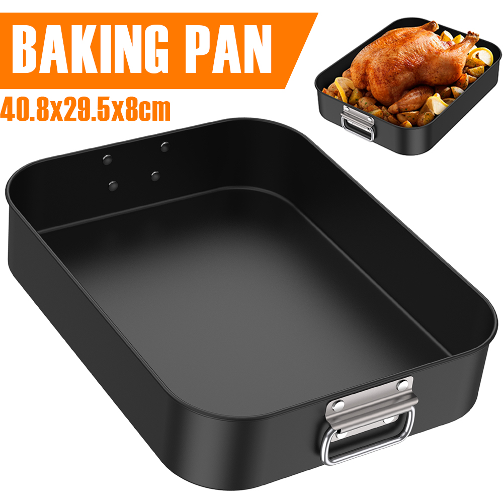 Tray Mold Rectangle - กระทะอบลึกสี่เหลี่ยมผืนผ้าเหล็กคาร์บอนกระทะย่างไก่พร้อมที่จับสแตนเลส Nonstick เค้ก Bakeware สําหรับเตาอบในครัว