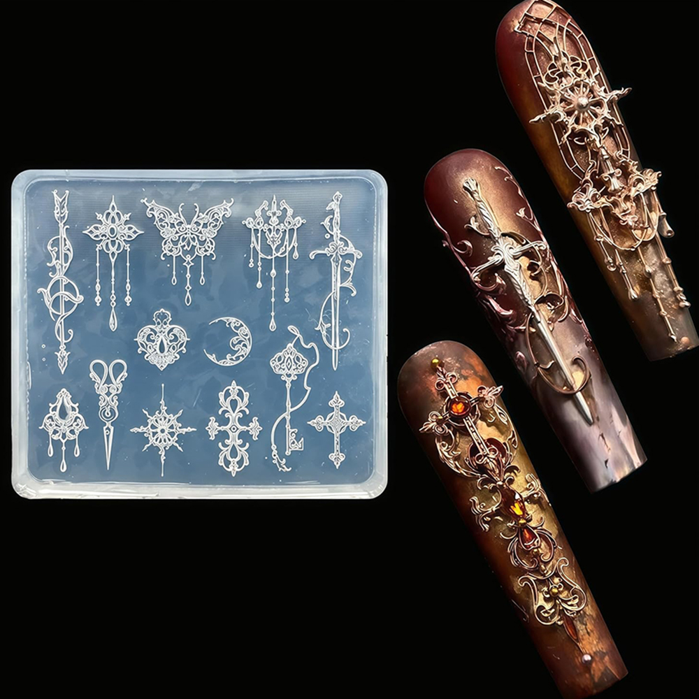 Resin Art Template - แม่พิมพ์ซิลิโคนรูปทรงลูกศร แม่พิมพ์เรซิ่นรูปพระจันทร์ แม่พิมพ์ดาบ แม่พิมพ์ลายบาโรก 3 มิติ