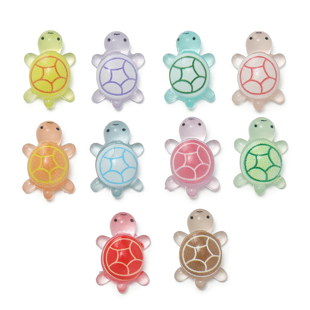 Resin Art Materials Kit - ลูกปัดเรซิ่นรูปเต่าทะเลเรืองแสงในที่มืด ขนาดเล็กน่ารัก 10 ชิ้น/ล็อต สำหรับทำเครื่องประดับ DIY