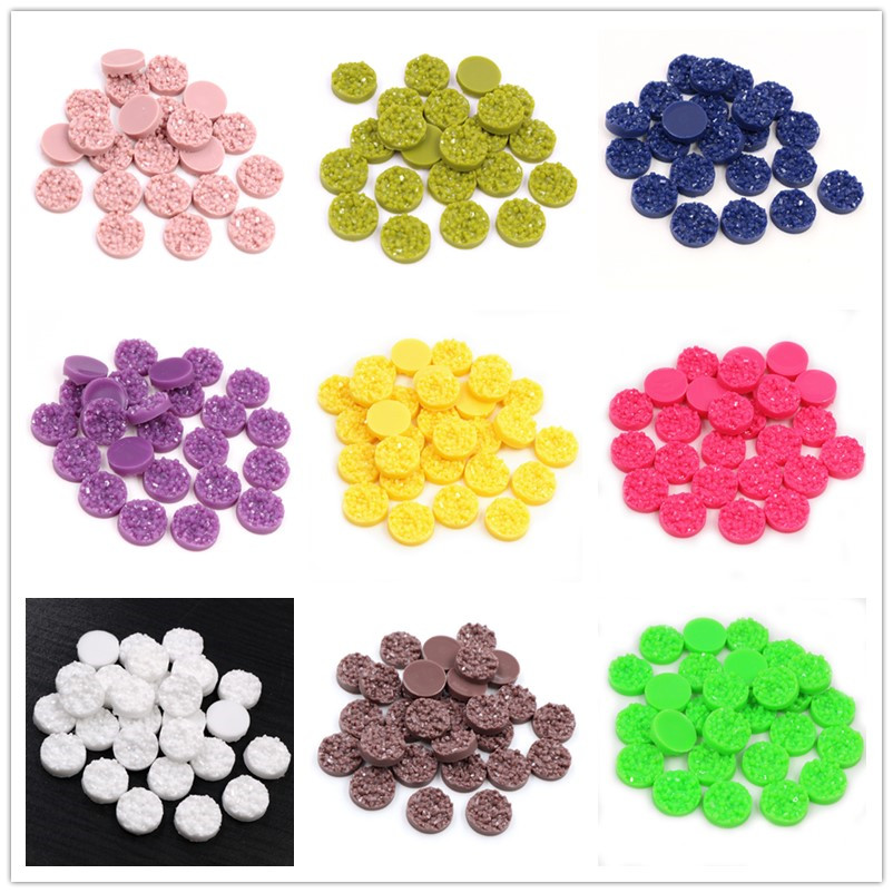 Resin Art Materials Kit - 40pcs เรซิ่น Druzy Cabochons โดม 8/10/12