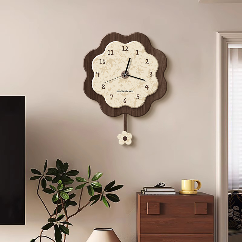 Resin Art Wall Clock - นาฬิกาแขวนผนังศิลปะสร้างสรรค์สไตล์จีนที่ให้ความรู้สึกย้อนยุคและหรูหรา สามารถแกว่งซ้ายขวาได้ ตกแต่งบ้าน
