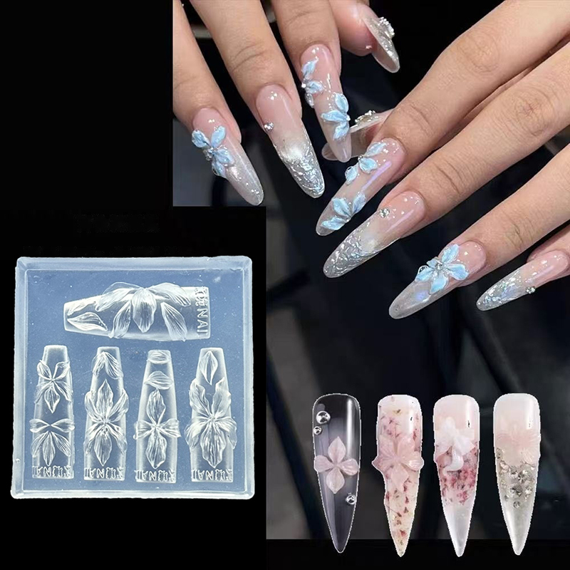 Resin Art Template - แม่พิมพ์ทำเล็บ 3 มิติ ลายดอกไม้ ซิลิโคน DIY