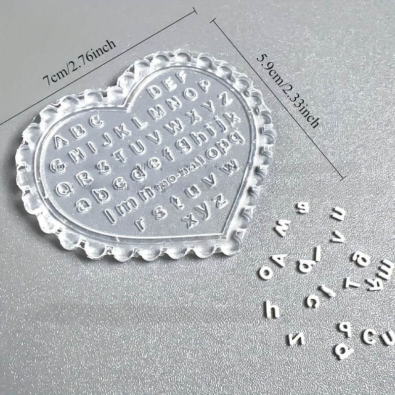 Resin Art Template - แม่พิมพ์ตัวอักษรสำหรับทำเล็บด้วยตัวเอง 1 ชิ้น ชุดแกะสลักตัวอักษรพิมพ์ใหญ่และพิมพ์เล็ก ชุดแม่พิมพ์นิ่มใสสำหรับตกแต่งเล็บ
