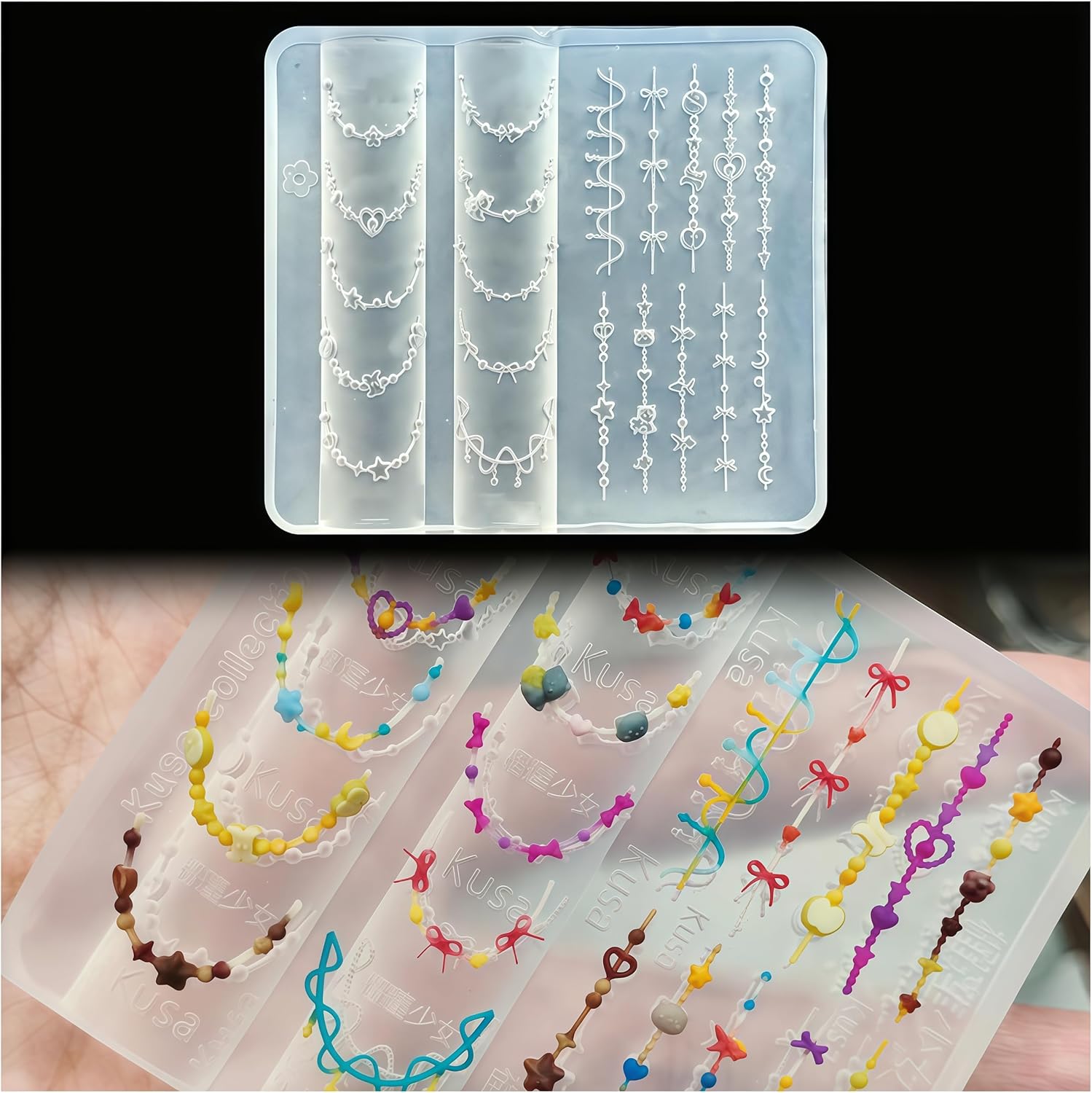 Resin Art Template - แม่พิมพ์ซิลิโคนสำหรับทำสร้อยลูกปัด 3 มิติ สำหรับตกแต่งเล็บ เจล งานศิลปะ
