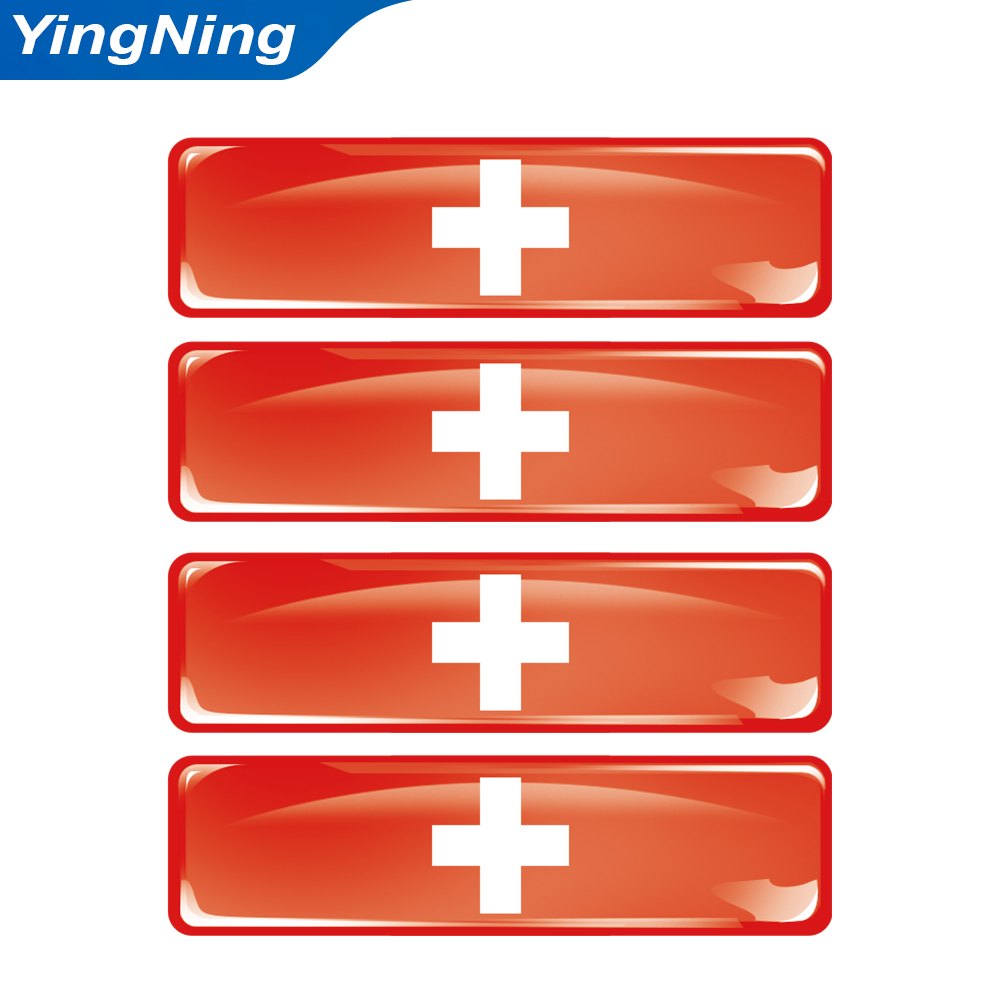 Resin Art Logo - สติกเกอร์เรซิ่น 3 มิติ ลายธงชาติสวิตเซอร์แลนด์ ตราสัญลักษณ์กากบาทสวิส สำหรับติดรถยนต์
