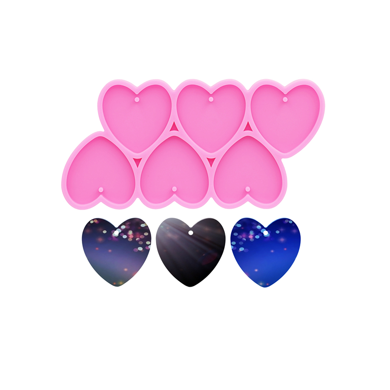 Resin Art Heart - GJ-226 รูปหัวใจเงา DIY อีพ็อกซี่เรซินแม่พิมพ์ซิลิโคนพีชหัวใจพวงกุญแจต่างหูสร้อยคอเครื่องประดับอุปกรณ์เสริมแม่พิมพ์