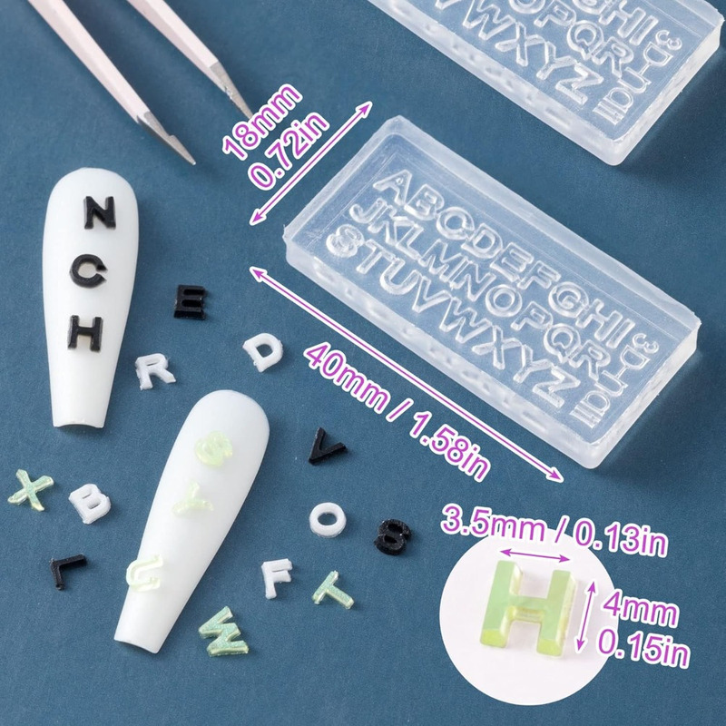 Resin Art Zone - 2/4 ชุดแม่พิมพ์ซิลิโคนเรซิน 3D แบบโปร่งใส ตัวอักษร A-Z