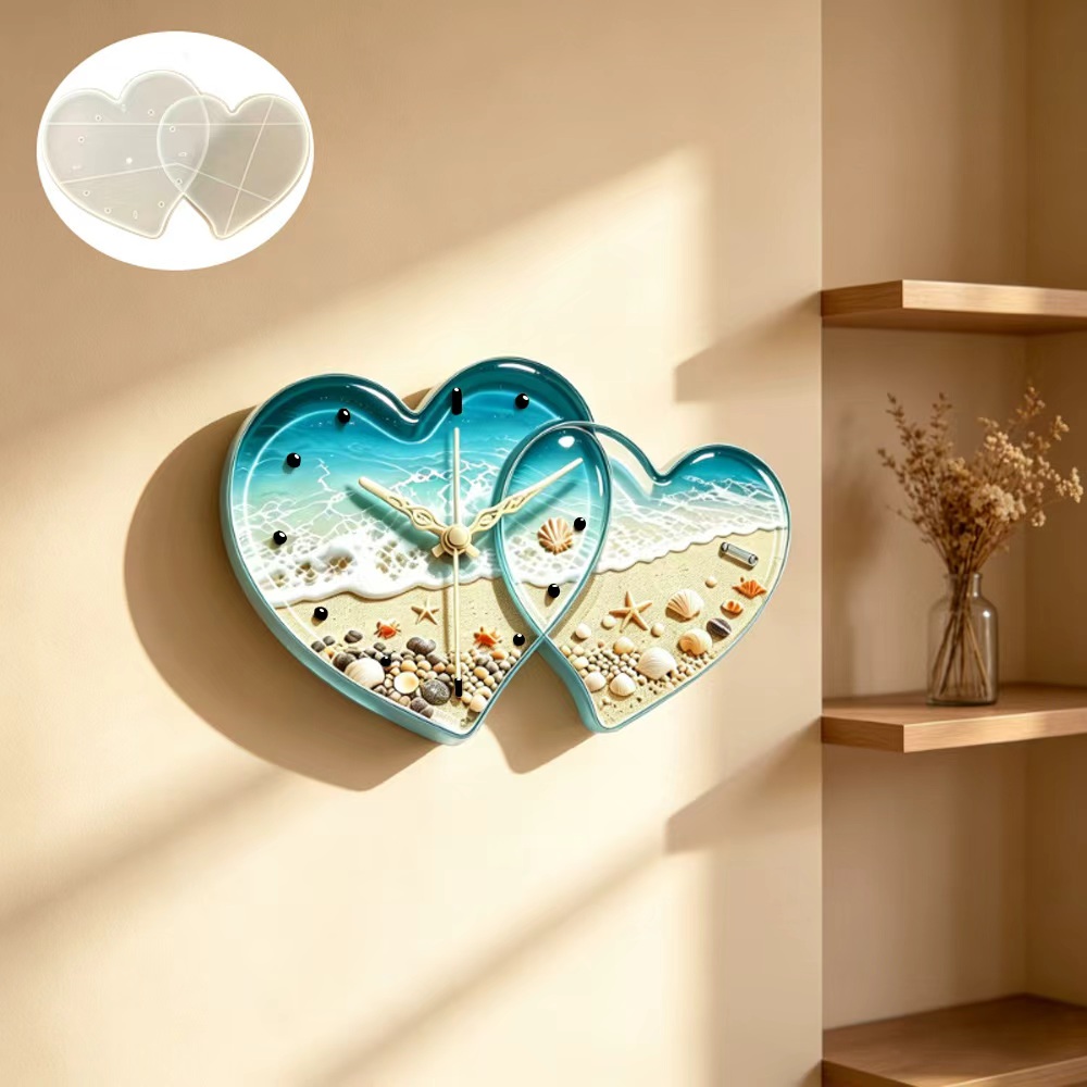 Resin Art Heart - แม่พิมพ์เรซิ่นรูปหัวใจนาฬิกา แม่พิมพ์ซิลิโคนเรซิ่นรูปหัวใจนาฬิกา ของขวัญวันคริสต์มาสและวันวาเลนไทน์