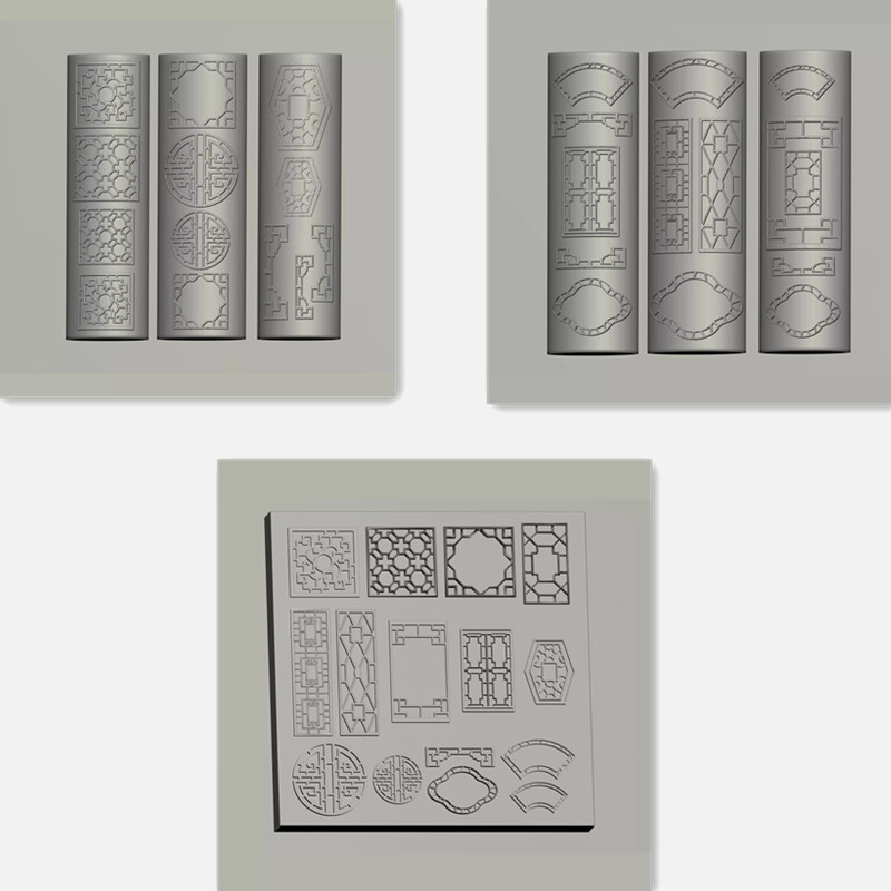 Resin Art Template - แม่พิมพ์ลายหน้าต่างจีนโบราณสำหรับทำเล็บ 3 มิติ แบบนูน วัสดุซิลิโคน DIY