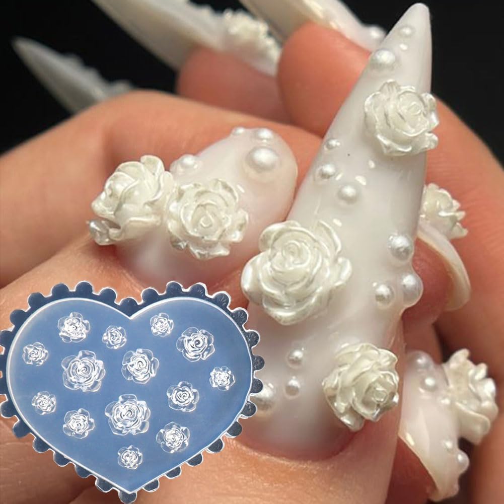 Resin Art Template - แม่พิมพ์เล็บลายดอกไม้ 3 มิติ ซิลิโคน อุปกรณ์ทำเล็บ ลายดอกกุหลาบ
