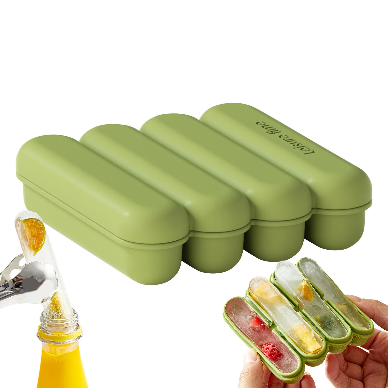 Tray Mold Rectangle - แม่พิมพ์น้ำแข็งรูปสี่เหลี่ยมผืนผ้า อุปกรณ์ครัวแบบยืดหยุ่น ถาดน้ำแข็งซิลิโคนทรงแคบ สำหรับวิสกี้ ค็อกเทล น้ำผลไม้