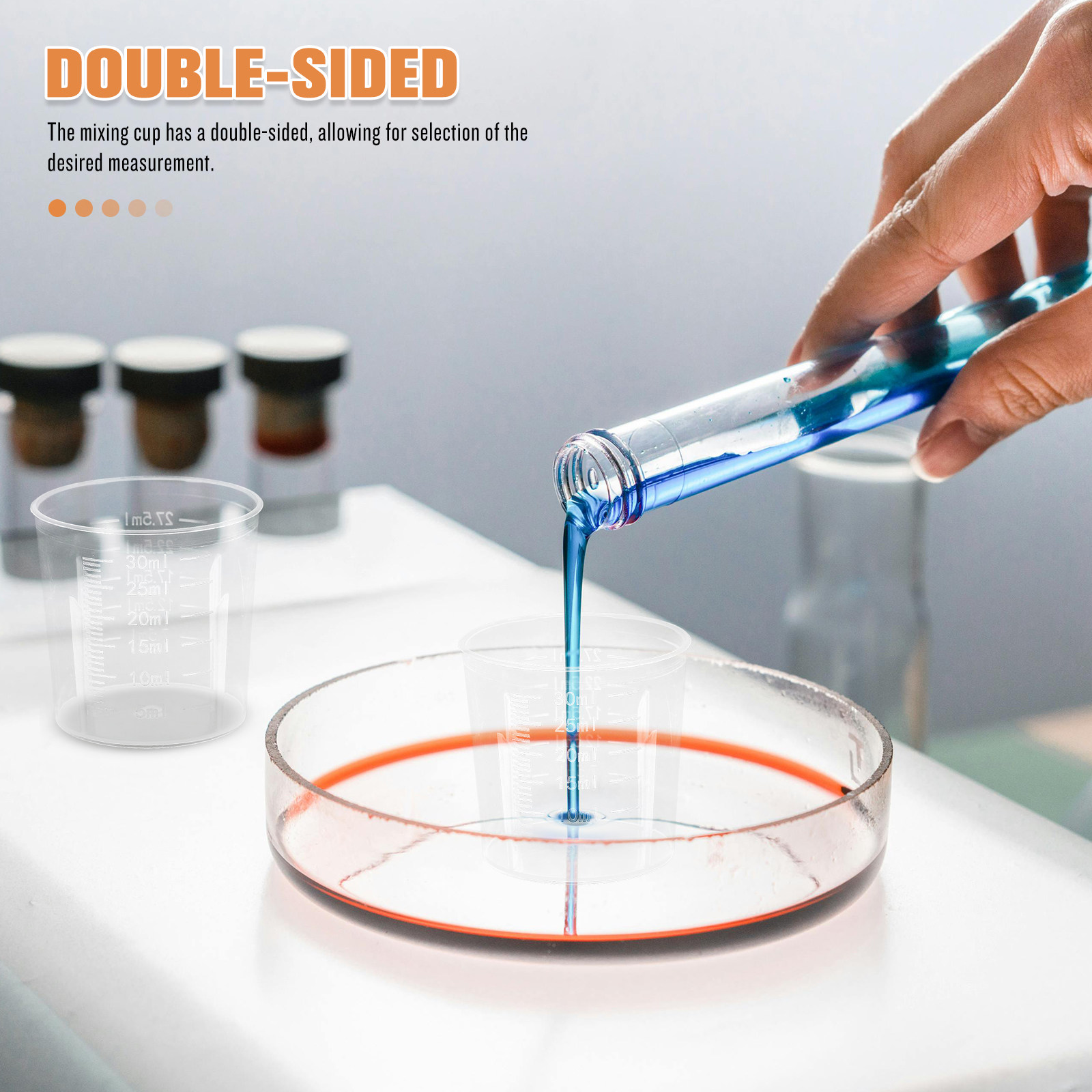 Resin Mixing Cup - ถ้วยตวงพลาสติกแบบมีสเกล 30 มล. จำนวน 100 ชิ้น