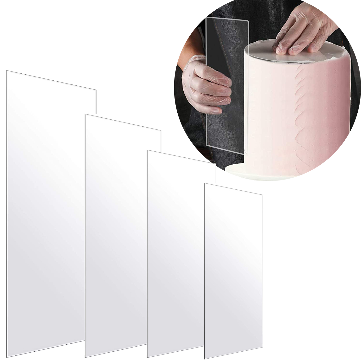 Tray Mold Rectangle - 2Pcs สี่เหลี่ยมผืนผ้าอะคริลิค Art Blank Board เค้กเค้กครีมขูดเค้กแม่พิมพ์เครื่องมือตกแต่งเค้กถาด