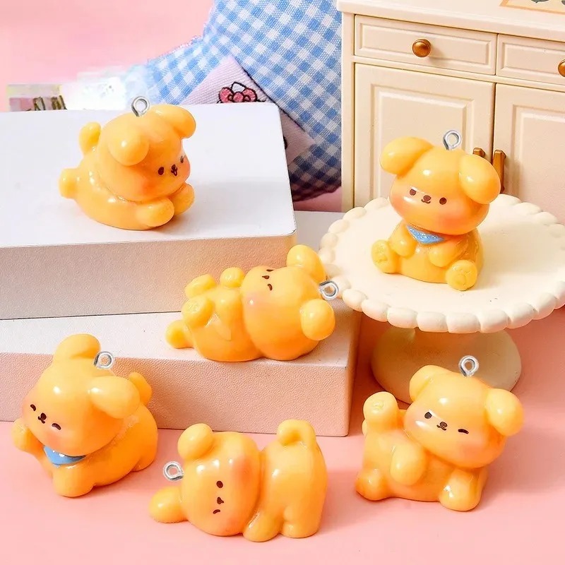 Resin Art Materials Kit - 10 ชิ้น จี้อะคริลิกเรซินรูปสุนัขการ์ตูนน่ารัก ขนาดเล็ก สำหรับทำเครื่องประดับ DIY