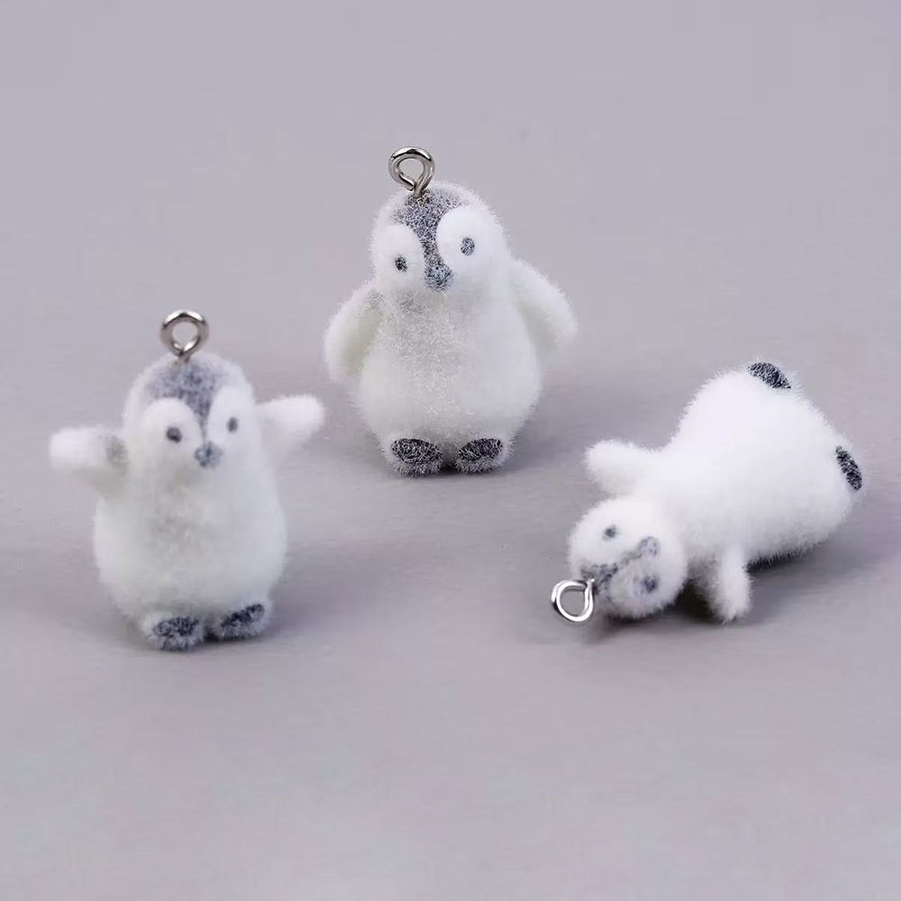 Resin Art Jewellery Kit - จี้รูปเพนกวินเรซิ่นขนาดเล็กแบบกำมะหยี่ 5 ชิ้น สำหรับทำเครื่องประดับ เช่น พวงกุญแจ