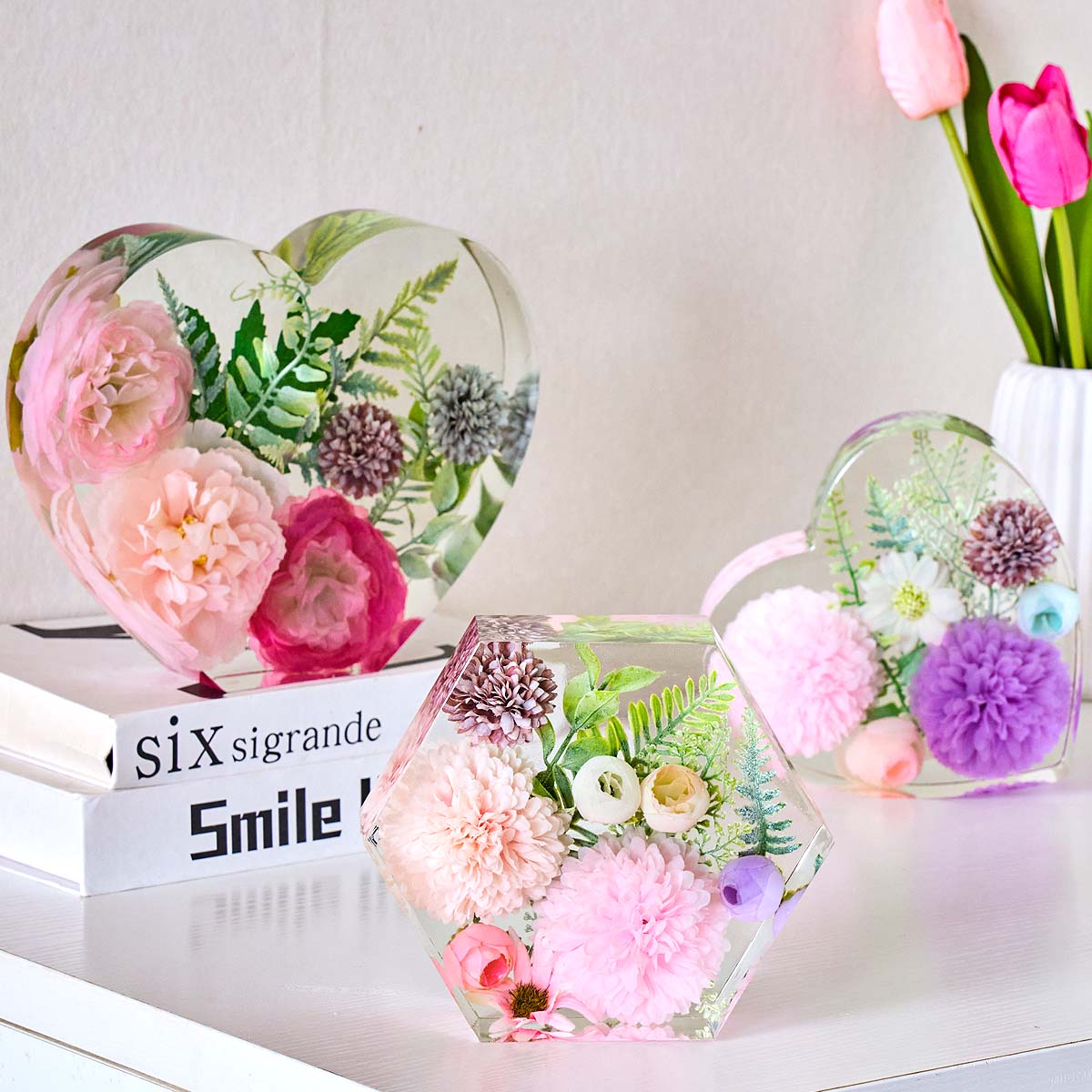 แม่พิมพ์ซิลิโคนรูปหัวใจหกเหลี่ - Resin Art Heart บทวิจารณ์และราคา