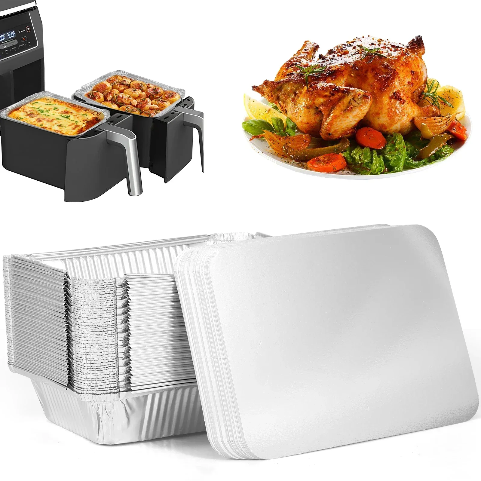 50/100pcs อลูมิเนียมฟอยล์ถาดพร - Tray Mold Rectangle บทวิจารณ์และราคา