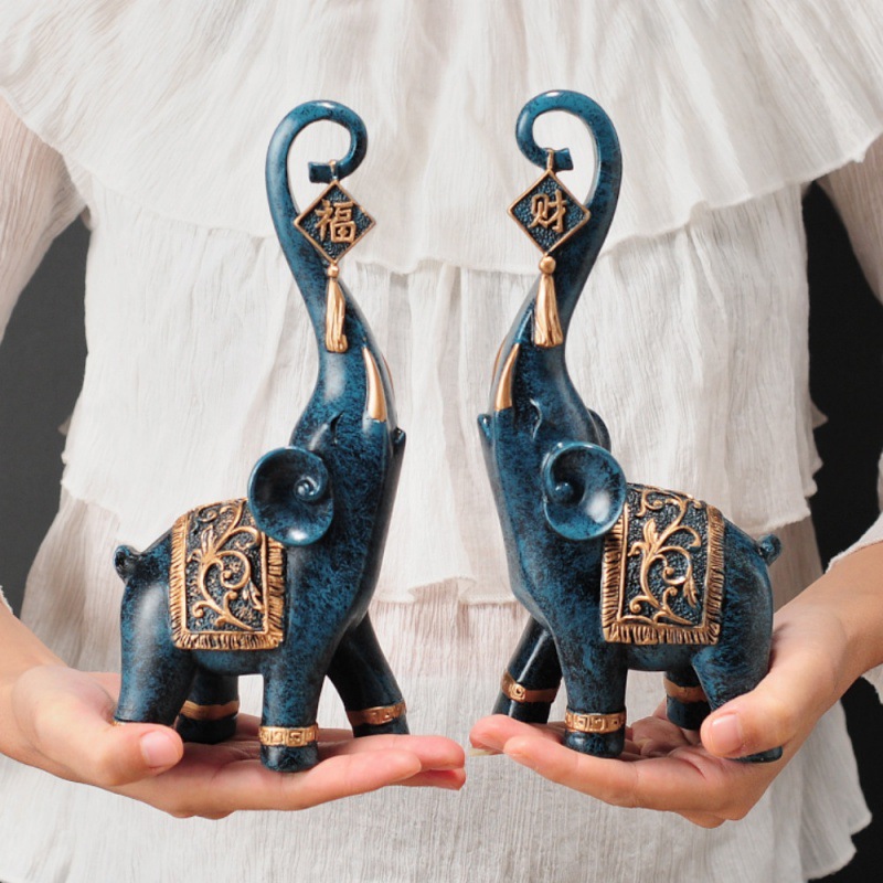 รูปปั้นช้างมงคลสไตล์จีน 1 คู่  - Resin Art For Anniversary Gift บทวิจารณ์และราคา